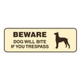 thumbnail image 1 of Standard Beware Dog Will Bite Sign (Ivory/Dark Brown) - Medium, 1 of 5