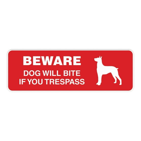Standard Beware Dog Will Bite Sign (Red) - Small