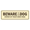 thumbnail image 1 of Standard Beware Of The Dog Sign - Ivory / Dark Brown - Small 2" X 6", 1 of 4