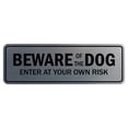 thumbnail image 1 of Standard Beware Of The Dog Sign - Silver - Large 3" X 9", 1 of 4