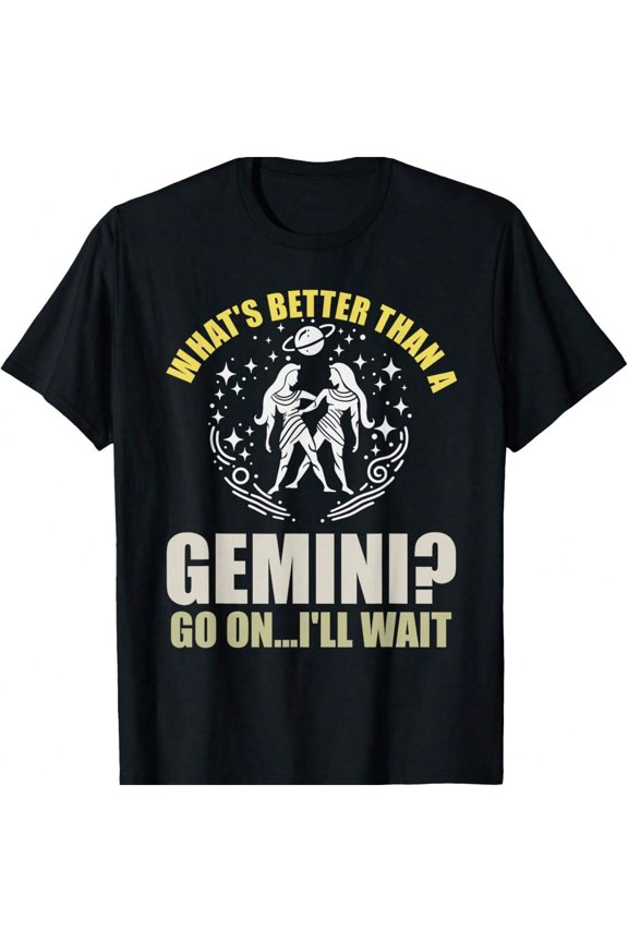 Standard Black Gemini Zodiac Graphic T-Shirt For Adults Unisex