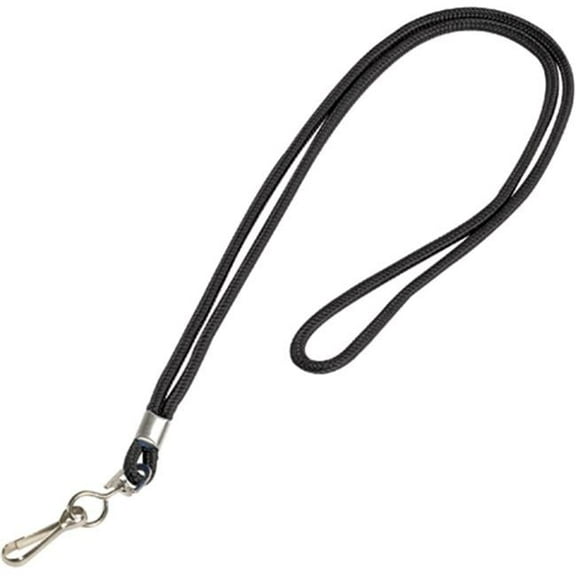 Standard Black Lanyard with Hook - Pack of 24