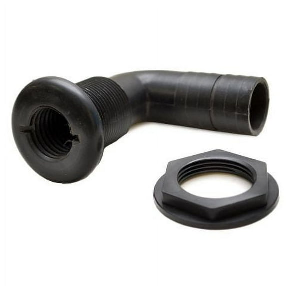 Standard Black Plastic 1 1/8 Inch 90 Degree Boat Thru Hull Connector