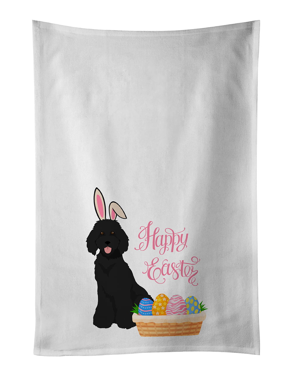 Kitchen Towels with Hanging Loop 2 Pack, Cute Easter Eggs Colorful