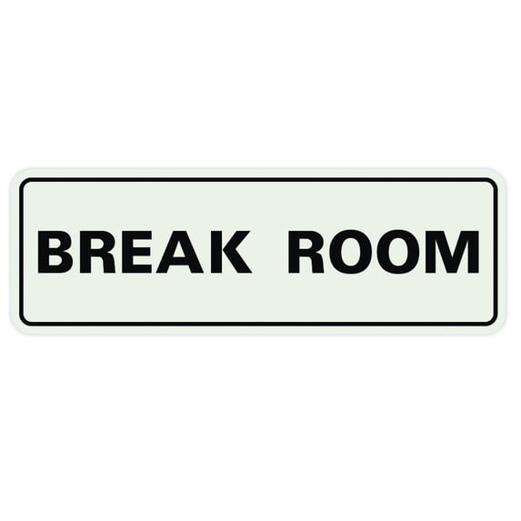 Standard Break Room Sign - Lt Gray - Large 3" X 9"