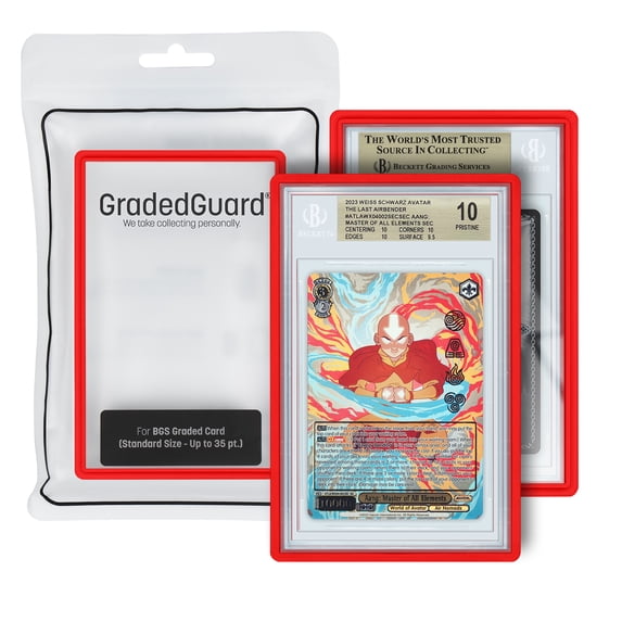 Collectible GradedGuard BGS Card Slab Protector Case, Standard BGS Size, Impact Resistant TPU Holder, Drop & Scratch Proof Frame for Graded Sports TCG Collectible Trading Cards - Red