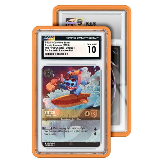 GradedGuard CGC Card Slab Protector Case, Standard CGC Size, Impact Resistant TPU Holder, Drop & Scratch Proof Frame for Graded Sports TCG Collectible Trading Cards - Orange