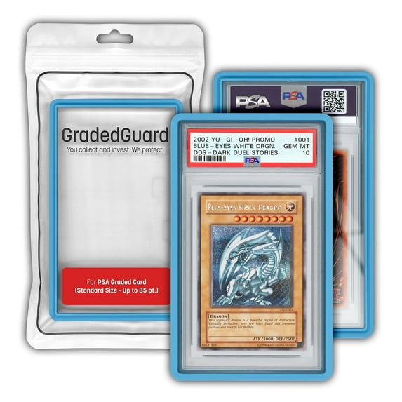 GradedGuard PSA Card Slab Protector Case, Standard PSA Size, Impact Resistant TPU Holder, Drop & Scratch Proof Frame for Graded Sports TCG Collectible Trading Cards - Blue