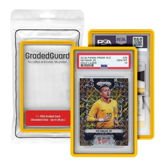 GradedGuard PSA Card Slab Protector Case, Standard PSA Size, Impact Resistant TPU Holder, Drop & Scratch Proof Frame for Graded Sports TCG Collectible Trading Cards - Yellow