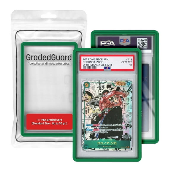 GradedGuard PSA Card Slab Protector Case, Standard PSA Size, Impact Resistant TPU Holder, Drop & Scratch Proof Frame for Graded Sports TCG Collectible Trading Cards - Green