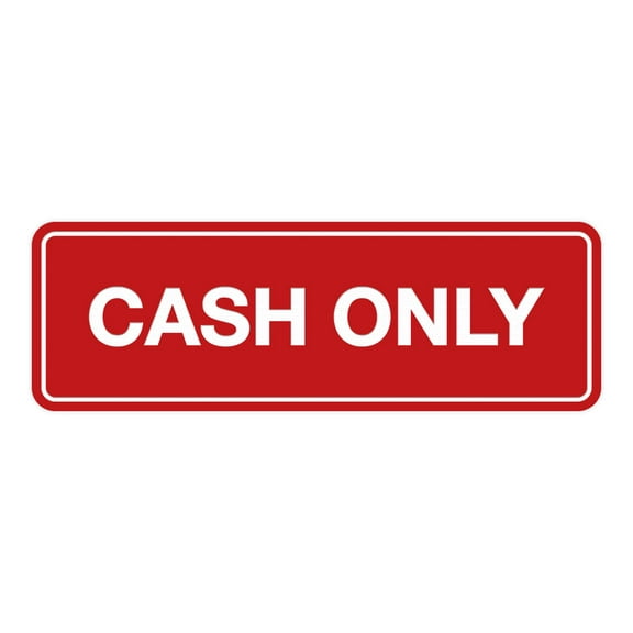 Standard Cash Only Sign (Red) - Large