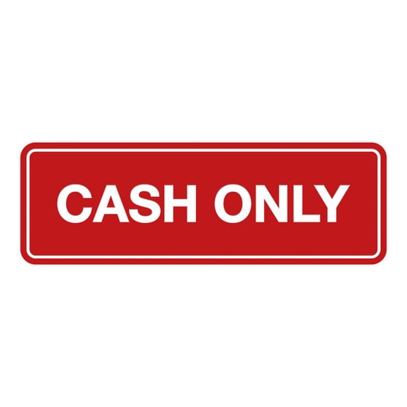 Standard Cash Only Sign (Walnut) - Large
