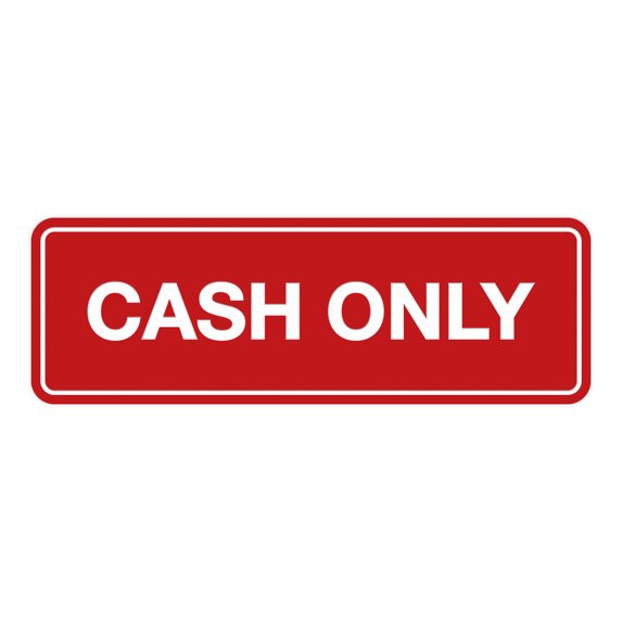 Standard Cash Only Sign (Walnut) - Small