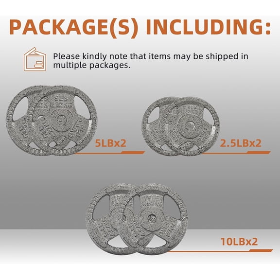 Standard Cast Iron 1-Inch Weight Plates for Strength Training & Weightlifting, 35LB/70LB/120LB
