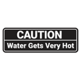 thumbnail image 1 of Standard Caution Water Gets Very Hot Sign (Black) - Small 1 Pack, 1 of 7