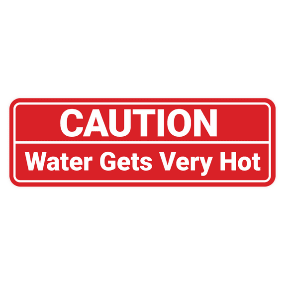 Standard Caution Water Gets Very Hot Sign (Red) - Medium 1 Pack