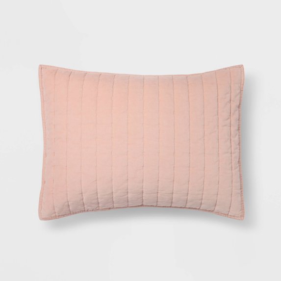 Standard Channel Stitch Velvet Quilt Sham Soft Blush : Cotton Backing, OEKO-TEX Certified, No Flange