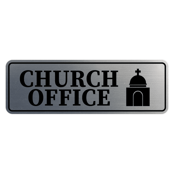 Standard Church Office Sign (Brushed Silver) - Medium