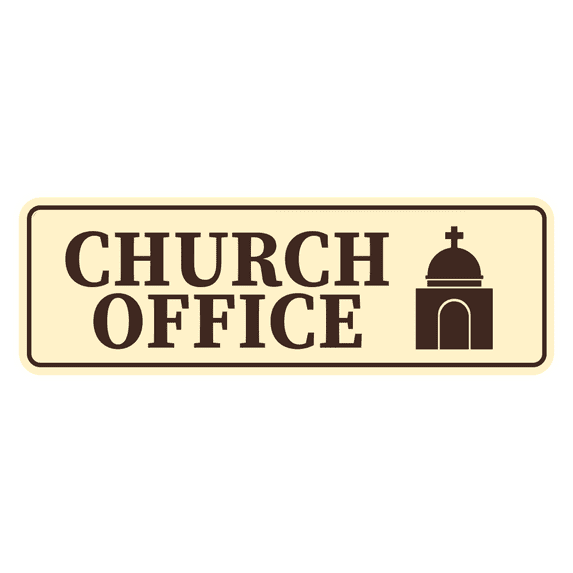 Standard Church Office Sign (Ivory/Dark Brown) - Large
