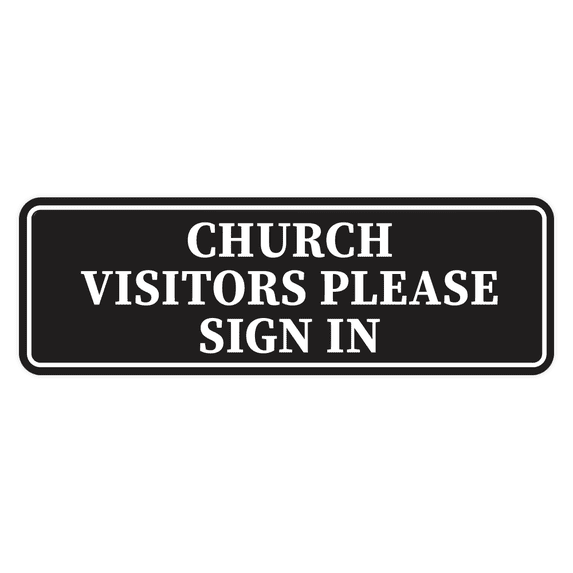 Standard Church Visitors Please Sign In Sign (Black) - Large