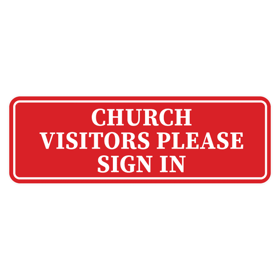 Standard Church Visitors Please Sign In Sign (Red) - Medium