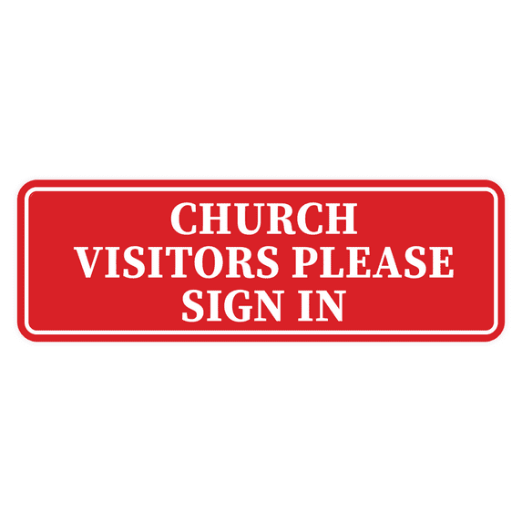 Standard Church Visitors Please Sign In Sign (Red) - Small