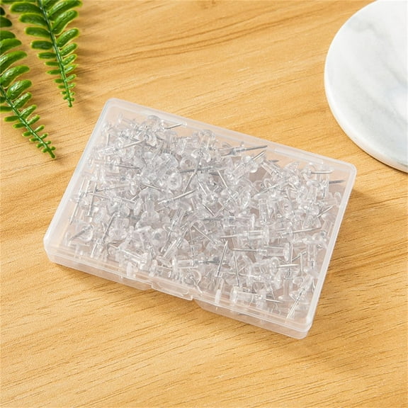 Standard Clear Plastic Head Steel Push Pins Multipurpose Paper Fastening Thumbtacks For Adult Office Bulletin Board & DIY Craft Layout Projects