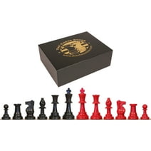 Standard Club Plastic Chess Set Black & Red Pieces with Box - 3.75" King