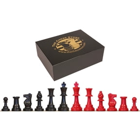 Standard Club Plastic Chess Set Black & Red Pieces with Box - 3.75" King