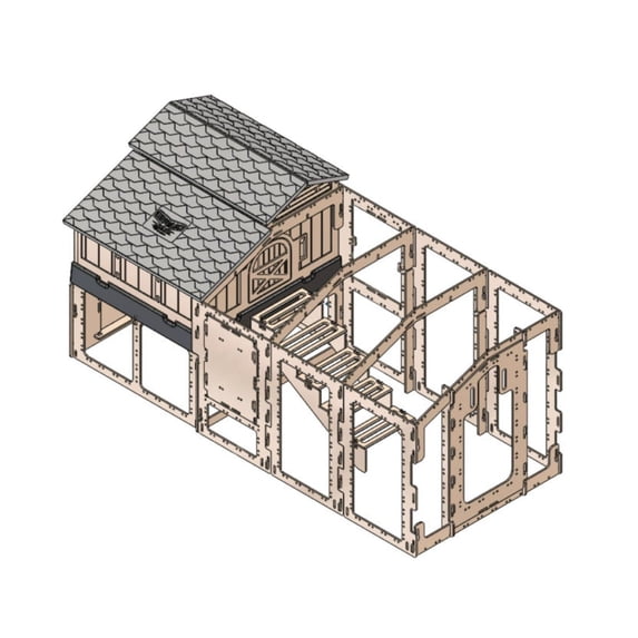 Hatching Time Standard Chicken Coop Run, Modular Outdoor Enclosure, Durable Plastic, Compatible with Stand and Stairs (Sold Separately)
