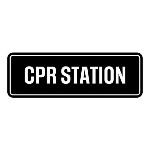 Standard Cpr Station Sign (Black) - Small 2" X 6"