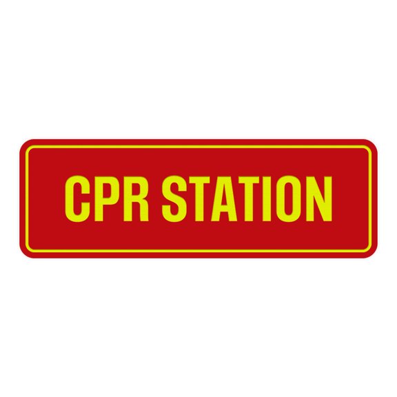 Standard Cpr Station Sign (Red/Yellow) - Small 2" X 6"