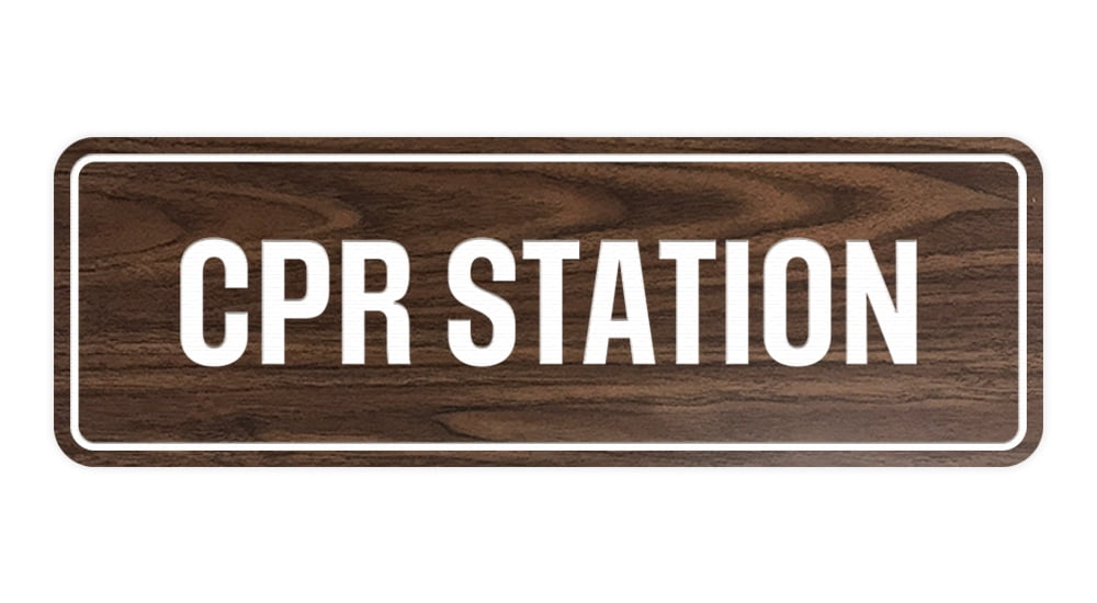 Standard Cpr Station Sign (Walnut) - Medium 2-3/4