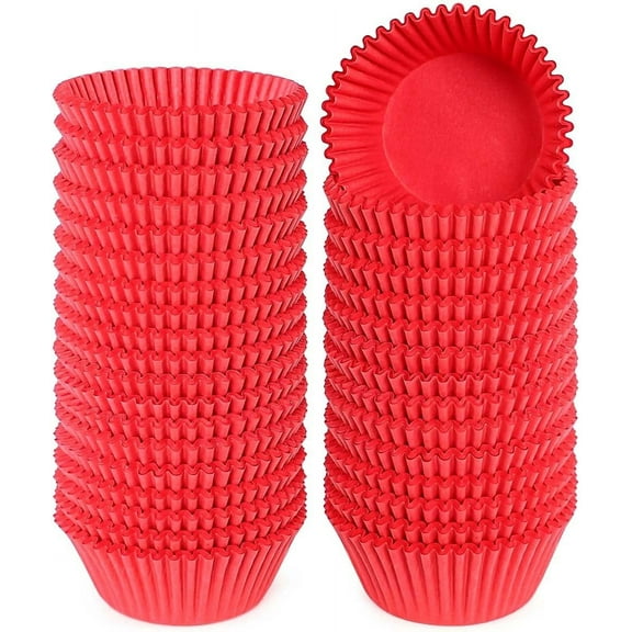 AllWays Plaza Standard Red Cupcake Muffin Liners 500-Count, No Smell, Food Grade & Grease-Proof Paper Baking Cups (Red)