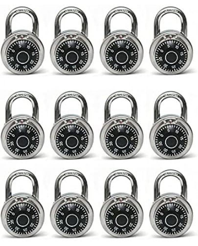 Standard Dial Combination Lock, 2 in. Wide with Different Combinations, Pack of 12 Locks for