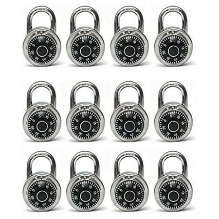 Standard Dial Combination Lock, 2 in. Wide with Different Combinations, Pack of 12 Locks for School, Employee, Gym & Sports Locker, Case, Toolbox, Fence Etc