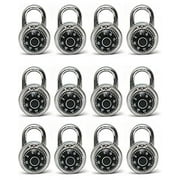 Standard Dial Combination Lock, 2 in. Wide with Different Combinations, Pack of 12 Locks for School, Employee, Gym & Sports Locker, Case, Toolbox, Fence Etc