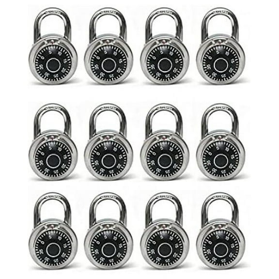 Standard Dial Combination Lock, 2 in. Wide with Different Combinations, Pack of 12 Locks for School, Employee, Gym & Sports Locker, Case, Toolbox, Fence Etc