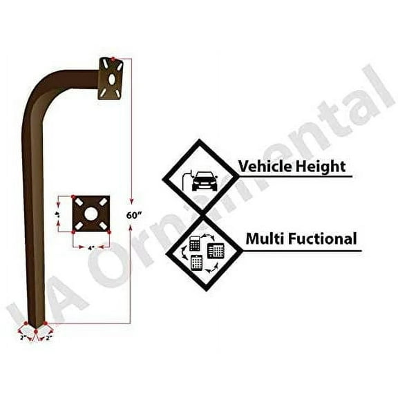 Standard Direct Burial Goose Neck Pedestal Aluminum 2" X 2" X 60" gate keypad mounting Post Bronze