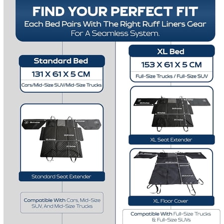 Standard Dog Bed for Car Back , Black – As Seen on – Fits Standard Extender – Non-Slip Base, Waterproof, -Washable
