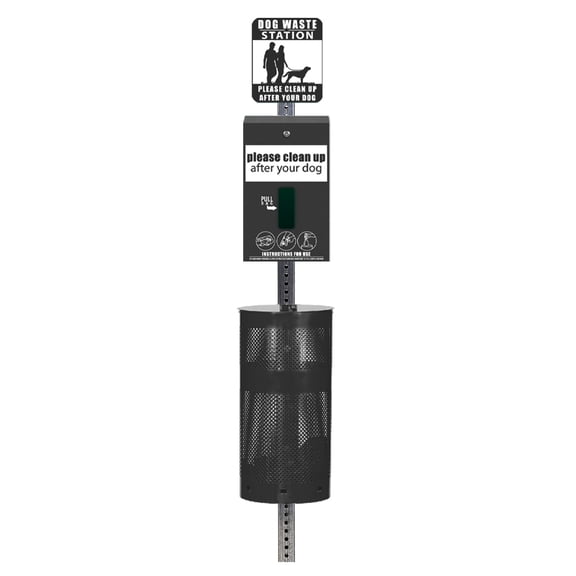 Standard Dog Waste Station / MittN Bag System (Matte Black)