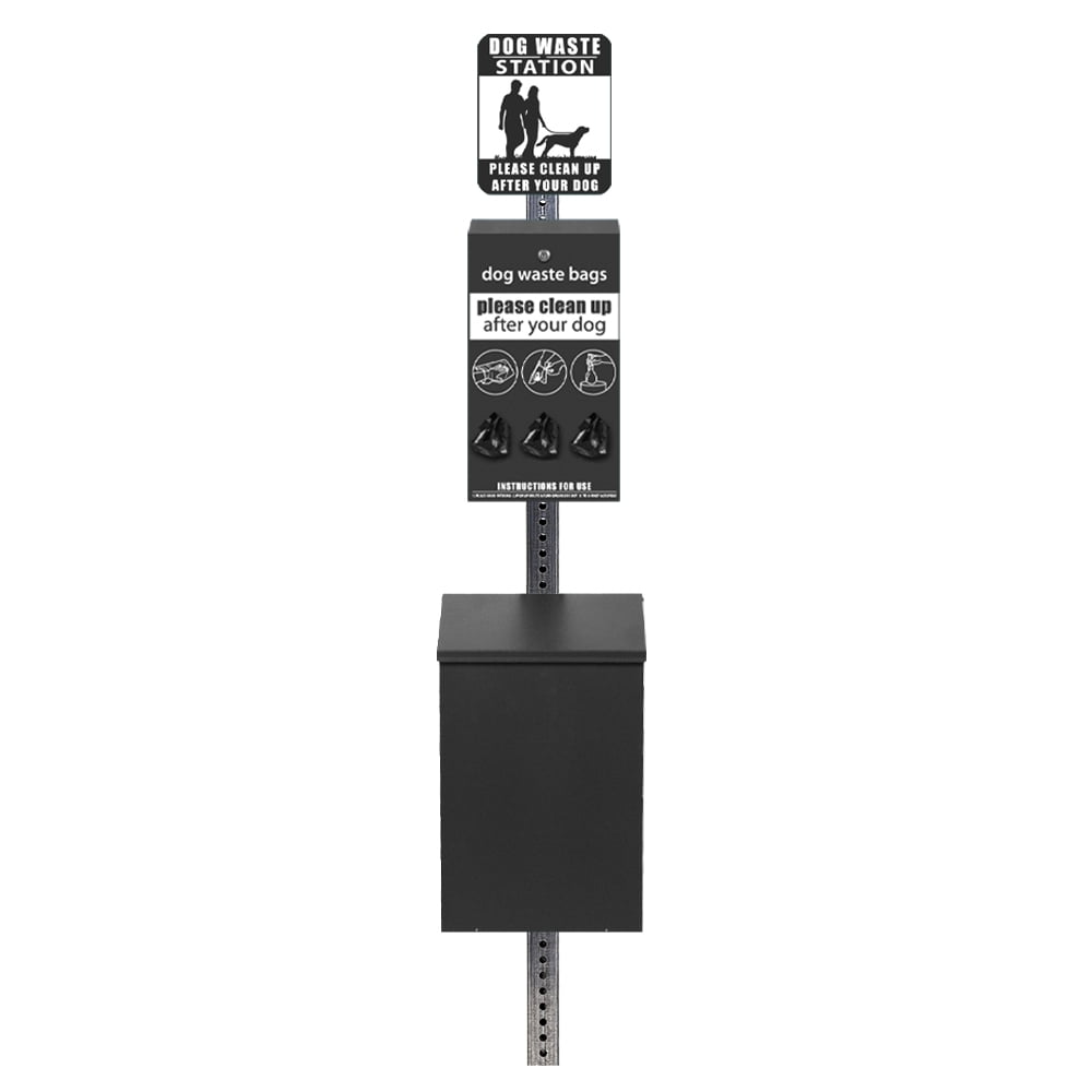 Standard Dog Waste Station / Roll Bag System_Square Can (Matte Black)