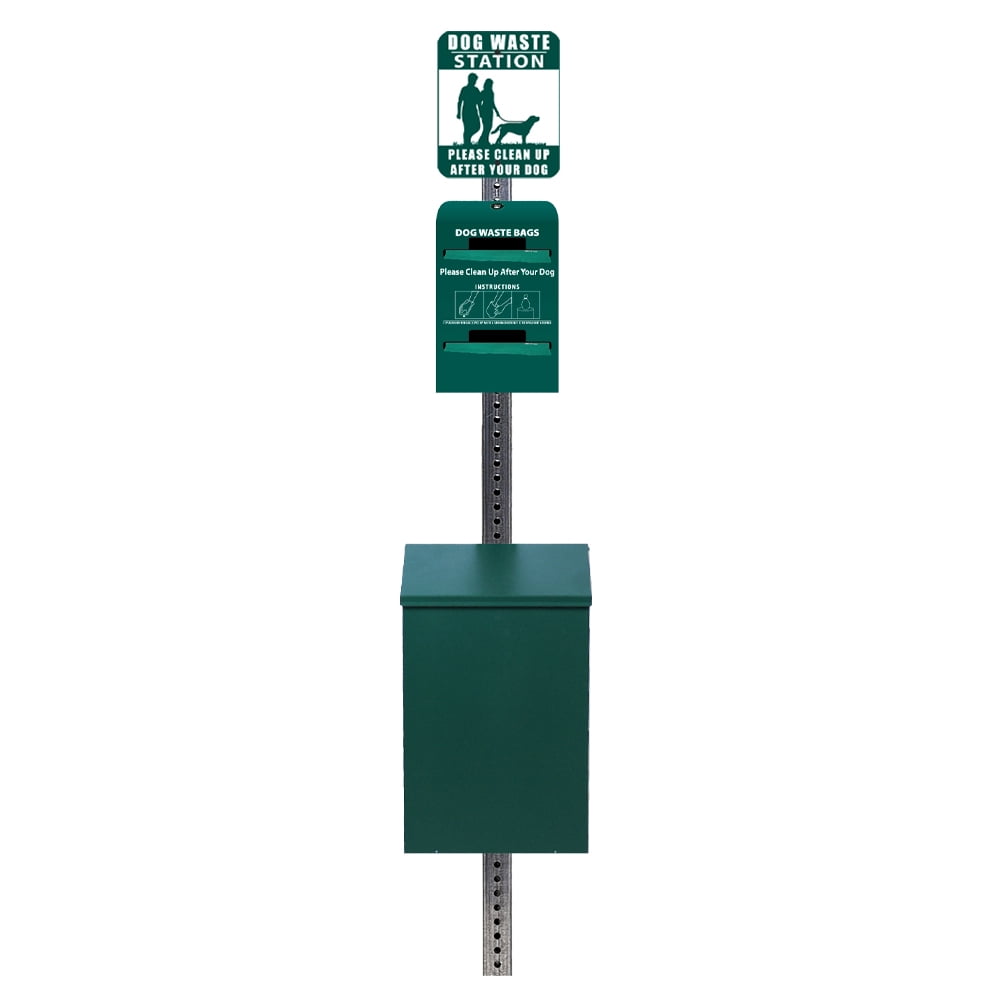 Standard Dog Waste Station / Tie_Handle Roll_Square Can(Matte Green)