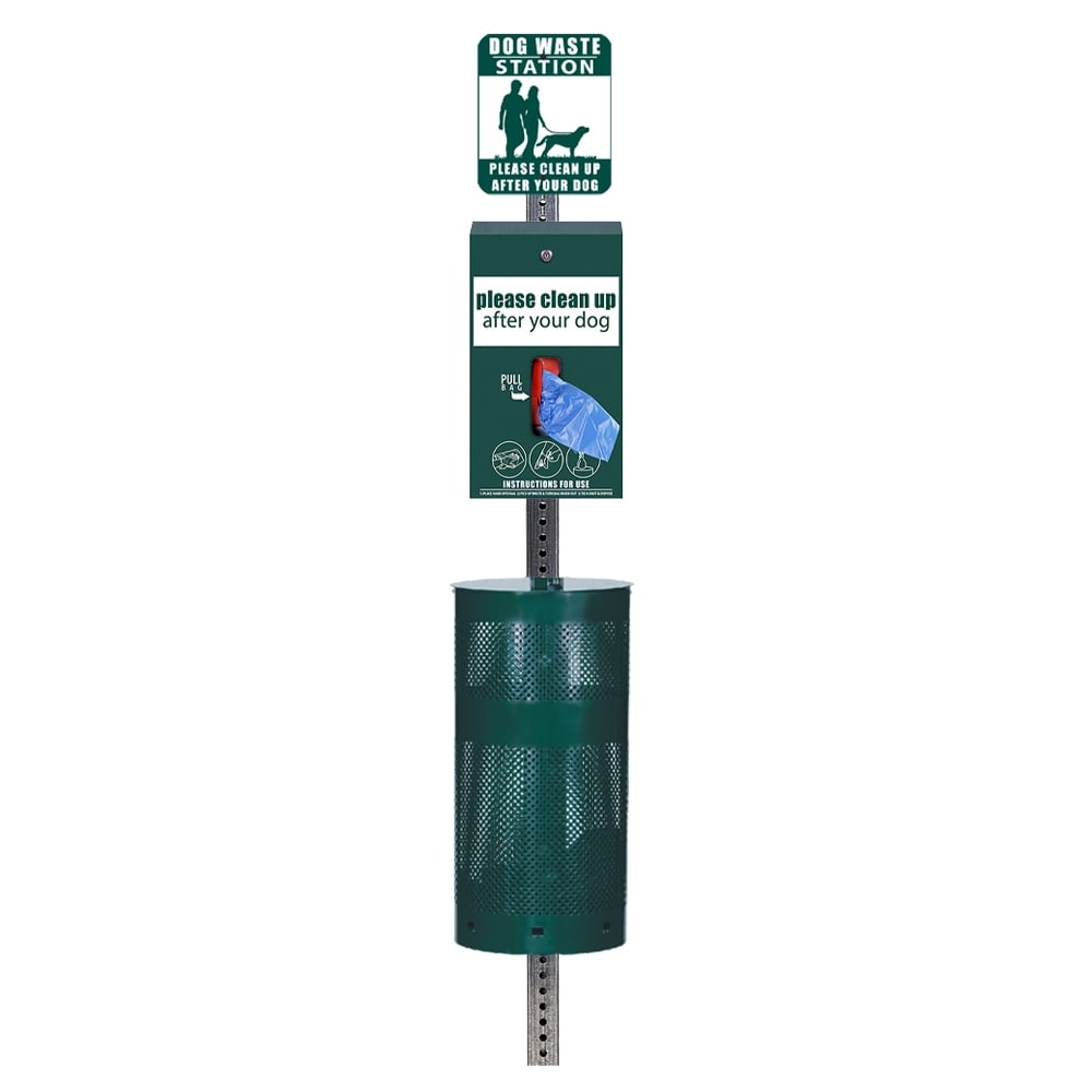 Standard Dog Waste Station / Tissue_Style Bag System (Matte Green)