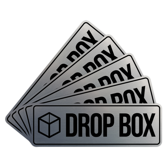 Standard Drop Box Sign (Brushed Silver) - Small (5 Pack)