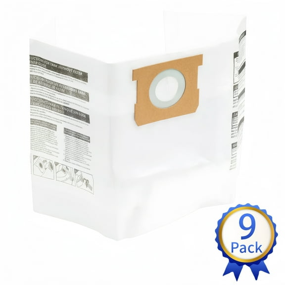 Standard Dust Bag, 9-Pack, VDBMA 3701, Fits HART 4 to 9 Gallon Wet/Dry Vacuum Cleaners