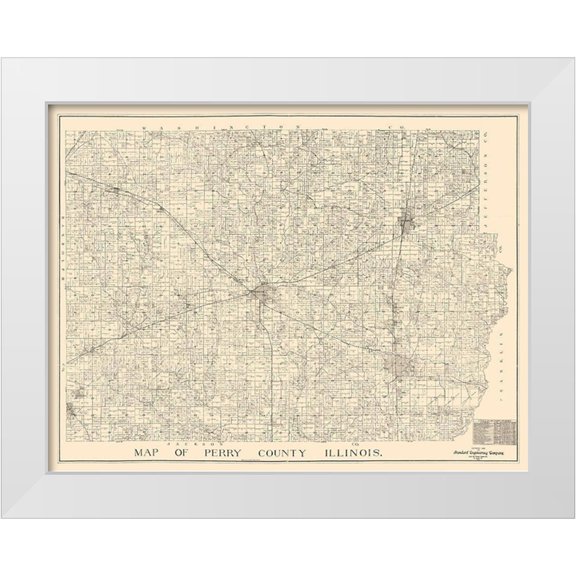 Standard Engineering 14x12 White Modern Wood Framed Museum Art Print Titled - Perry County Illinois - Standard Engineering 1908