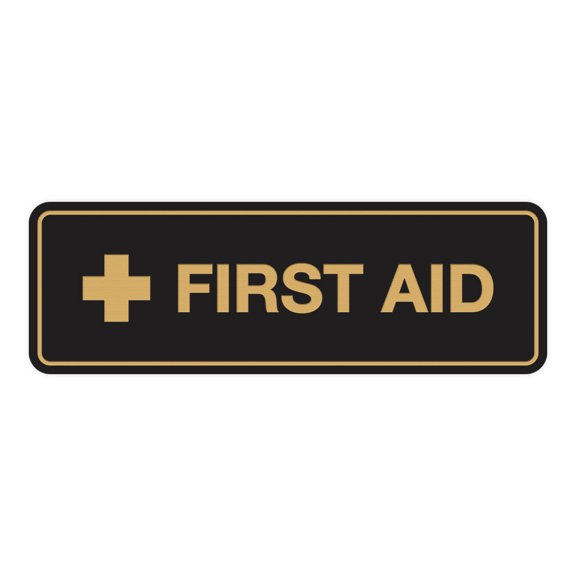 Standard First Aid Sign (Black Gold) - Medium