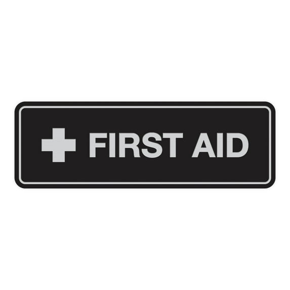 Standard First Aid Sign (Black / Silver) - Medium