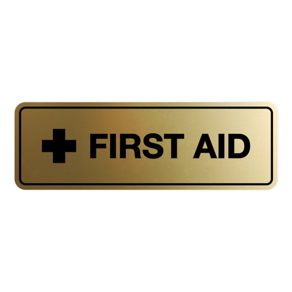 Standard First Aid Sign (Brushed Gold) - Small
